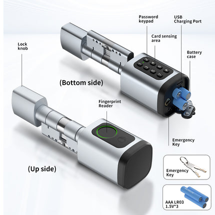 ANSI Grade 3 Double Cylinder Door Lock with 60mm Backset Nickel Plated Finish and 2 Keys