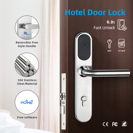 Electronic RFID Hotel Door Lock 304 Stainless Steel Smart Lock for Hotel Sliding Doors