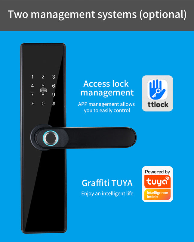 Smart Biometric Fingerprint Door Lock with Wi-Fi, Bluetooth and Keyless Access for Wooden Doors