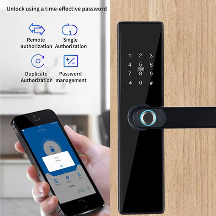 Smart Biometric Fingerprint Door Lock with Wi-Fi, Bluetooth and Keyless Access for Wooden Doors