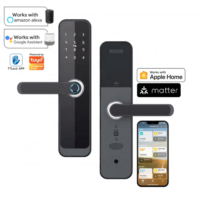 Smart Wi-Fi Fingerprint Door Lock with Bluetooth App Access for Home and Office