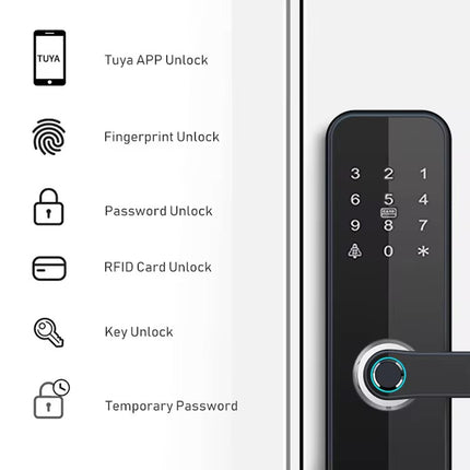 Smart Fingerprint Door Lock with RFID, Wi-Fi and Bluetooth for Wooden Doors
