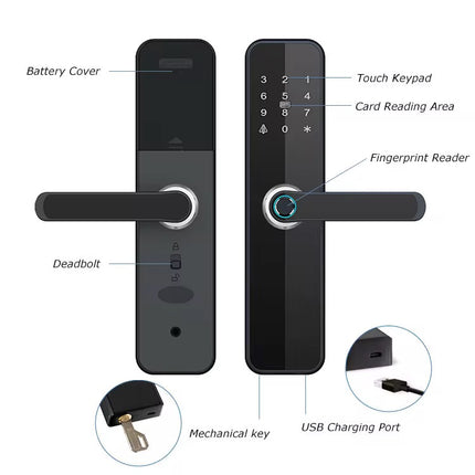 Smart Fingerprint Door Lock with RFID, Wi-Fi and Bluetooth for Wooden Doors
