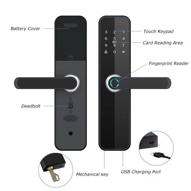 Smart Fingerprint Door Lock with RFID, Wi-Fi and Bluetooth for Wooden Doors