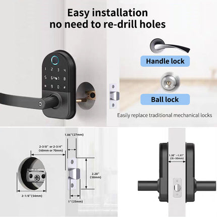 Smart Fingerprint Door Lock with App Control Password Card Key Access for Wooden Doors