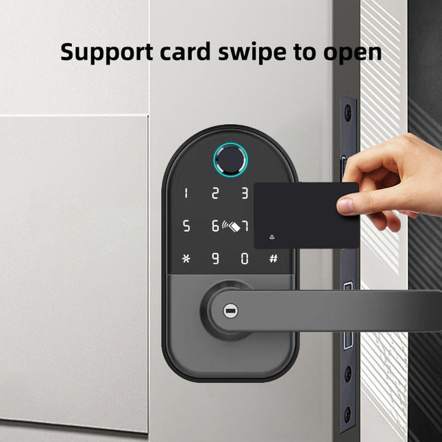 Smart Fingerprint Door Lock with App Control Password Card Key Access for Wooden Doors