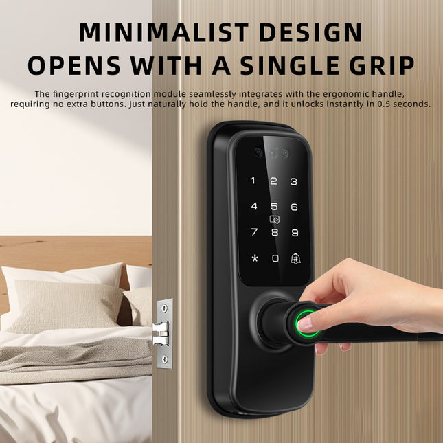 Smart Fingerprint Door Lock with Camera, Keypad, App Control, RFID Card and Key Access