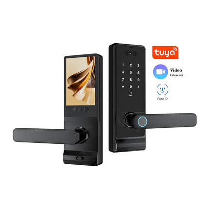 Aluminium Alloy Smart Door Lock with Face Recognition, Fingerprint, Card and Key Access