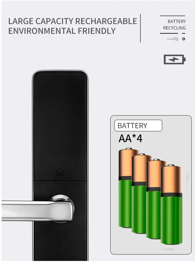Smart Fingerprint Door Lock with App Control, Password, Card and Key Access for Outdoor Doors