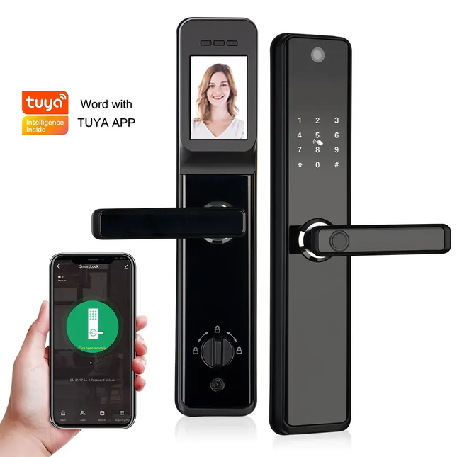 WiFi Smart Door Lock with Fingerprint Recognition, NFC and Digital Door Camera