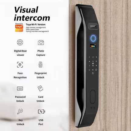 Smart Fingerprint Door Lock with Face Recognition, Tuya App Access and Cloud Connectivity