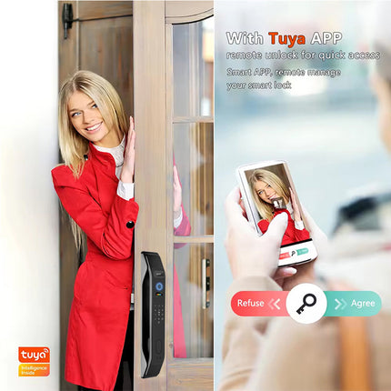 Smart Fingerprint Door Lock with Face Recognition, Tuya App Access and Cloud Connectivity