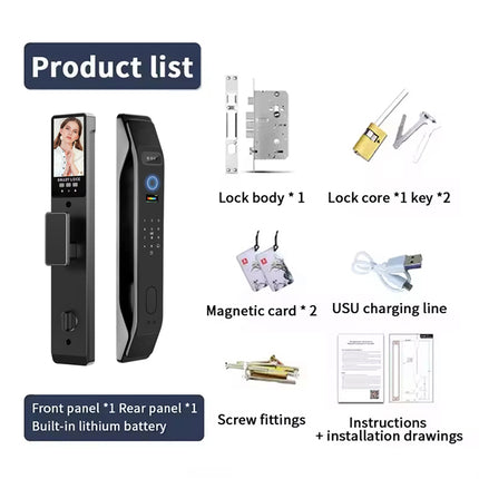 Smart Fingerprint Door Lock with Face Recognition, Tuya App Access and Cloud Connectivity
