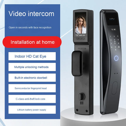 Smart WiFi Video Door Lock with Fingerprint, Face Recognition, Password and Key Unlock