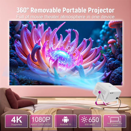 Smart LCD Projector with Android 11, Dual Band WiFi 6, Electric Focus and Portable Carry Bag