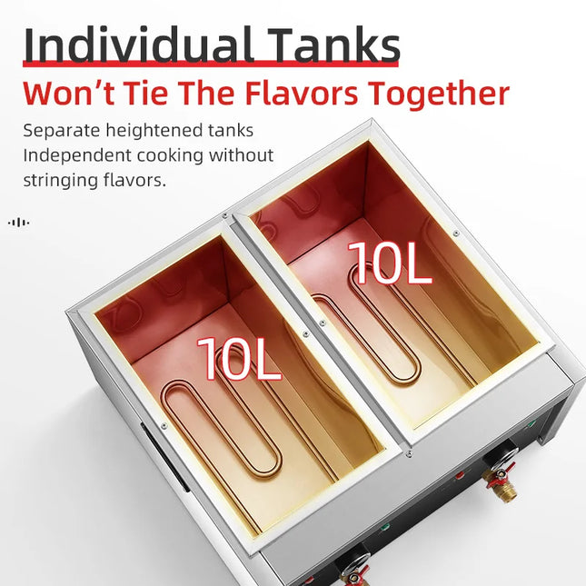 Commercial Electric Dual Head Noodle Cooker with Knob Controls and Stainless Steel Construction