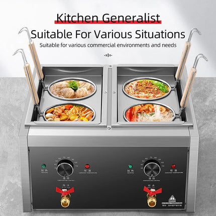 Commercial Electric Pasta Cooker with Dual Stainless Steel Water Tanks for Noodles and Ramen