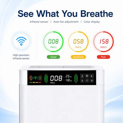 Smart Portable Air Purifier with HEPA H13 Filter, Remote Control, PM2.5 Display and 24H Timer