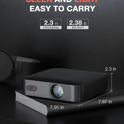 Portable Smart Projector with Android 12, Auto Focus, Wi-Fi, Bluetooth and Full HD Native Resolution