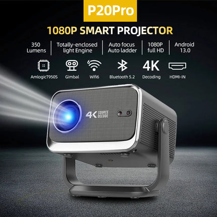 Compact Full HD LCD Projector with Auto Focus Android 13 Wireless Screen Casting 350 Lumens