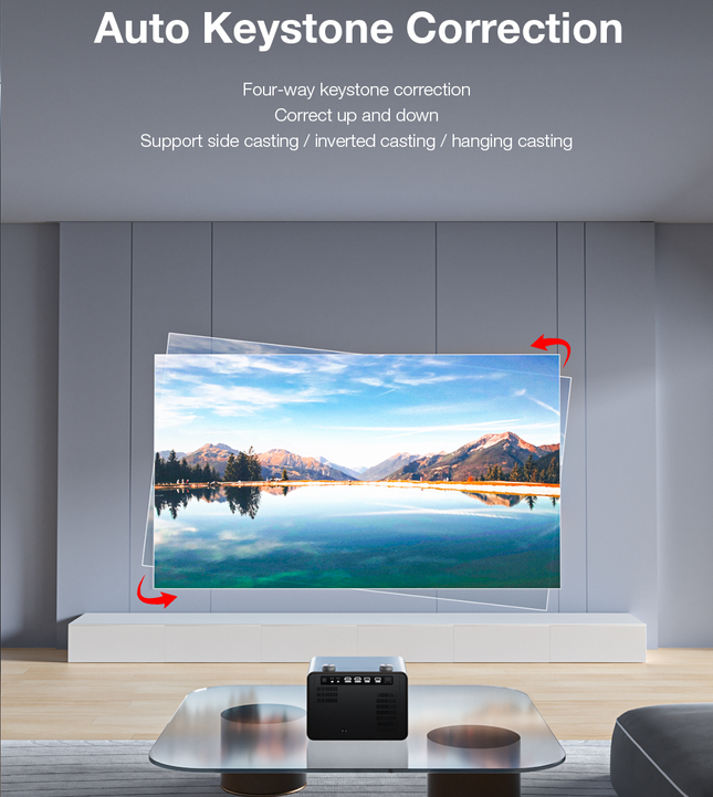 Portable 1080P LCD Projector with Android OS, 40-200 Inch Display, 4K Input Support