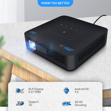 Compact Android DLP Projector with Dual Band WiFi, HDMI and Auto Keystone Correction