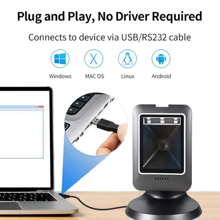 Supermarket Desktop Barcode Scanner with CMOS Sensor and USB Interface