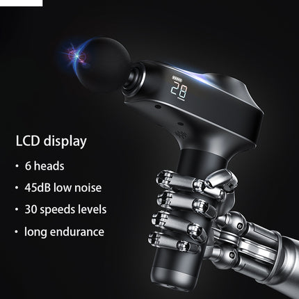 Cordless Rechargeable Massage Gun with 30 Speed Levels and 6 Massage Heads