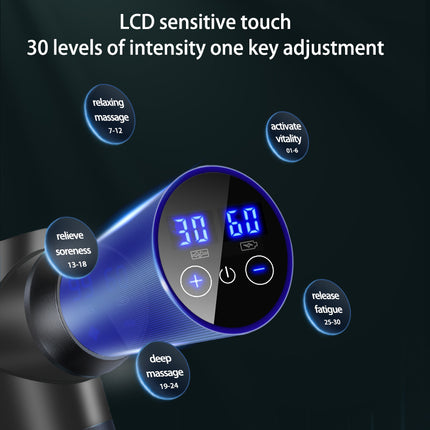 8 Head Rechargeable Massage Gun with LCD Screen and Adjustable Speed Settings
