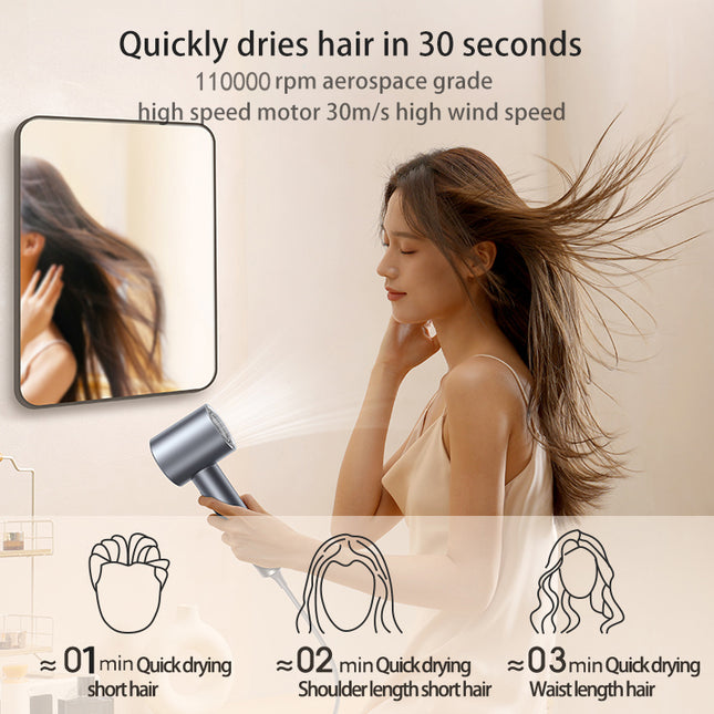High Speed Ionic Hair Dryer with DC Motor and 2 Speed Settings for Home and Travel Use