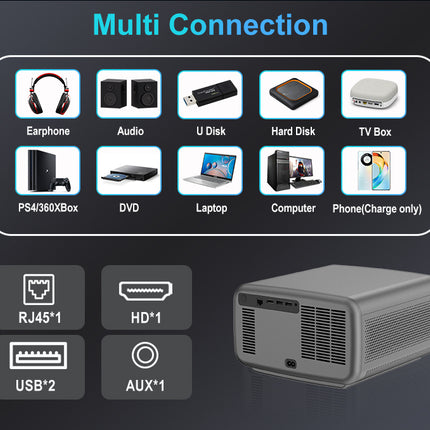 Android 12 LCD Projector with Large Display and 1080P Resolution Support for Home Entertainment