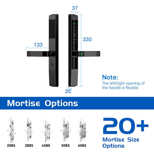 Digital Glass Sliding Door Lock with Fingerprint, Password and Remote App Unlock