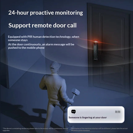 Digital Smart Door Lock with Fingerprint Access, Facial Recognition and Tuya App Support