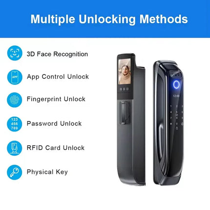 Smart Fingerprint Door Lock with Tuya App, Remote Access and Multiple Unlock Methods