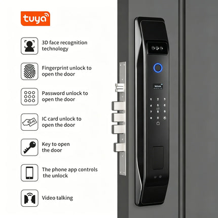 Smart Digital Door Lock with Video Intercom, Face Recognition and Multiple Unlock Methods