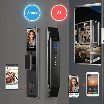 Smart Digital Door Lock with Video Intercom, Face Recognition and Multiple Unlock Methods