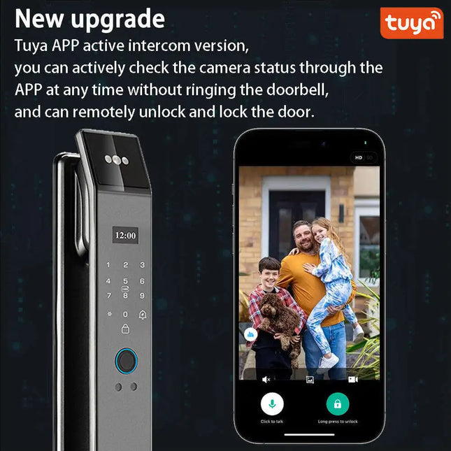 Tuya Smart Door Lock with 3D Face Recognition, Fingerprint, PIN Code and App Control