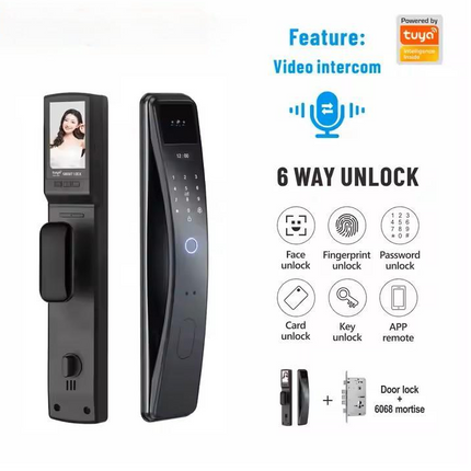 Smart Digital Door Lock with 3D Face Recognition, Fingerprint, RFID Card and App Control