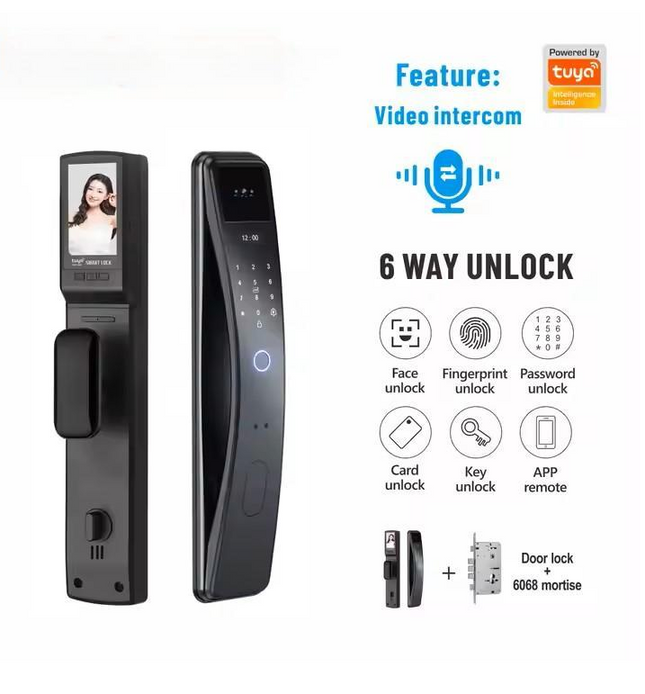 Smart Digital Door Lock with 3D Face Recognition, Fingerprint, RFID Card and App Control