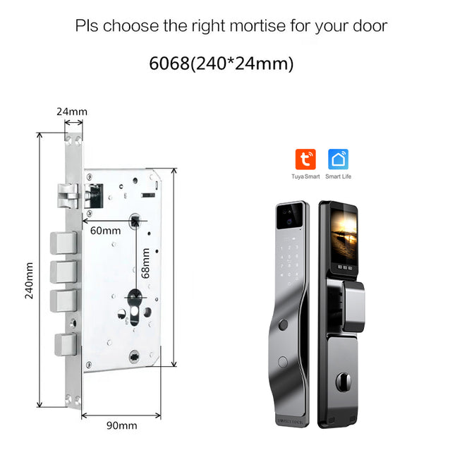 Smart Digital Door Lock with 3D Face Recognition, Fingerprint and Keyless Entry for Wood Doors