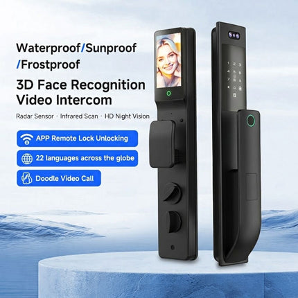 Smart WiFi Door Lock with 3D Face Recognition, Fingerprint, Password, Card and Key Unlock