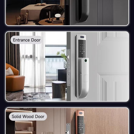 Smart WiFi Door Lock with 3D Face Recognition, Fingerprint, Password, Card and Key Unlock