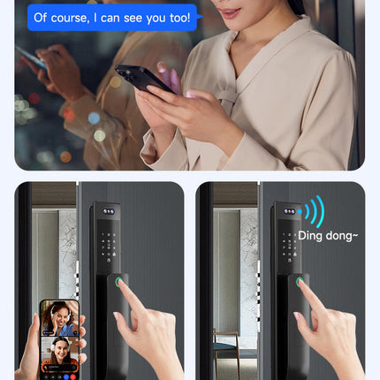 Smart WiFi Door Lock with 3D Face Recognition, Fingerprint, Password, Card and Key Unlock
