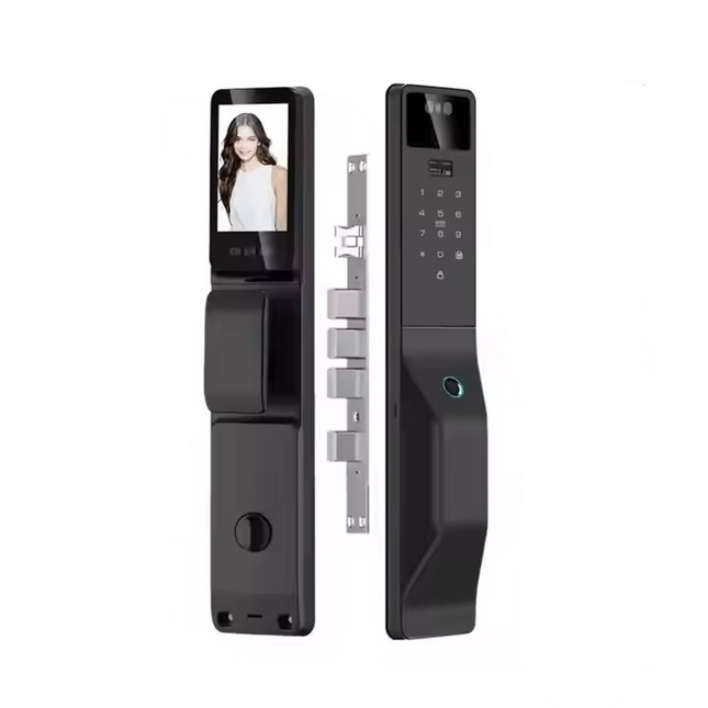 Rechargeable Smart Door Lock with Face Recognition, Fingerprint, Keypad and Camera