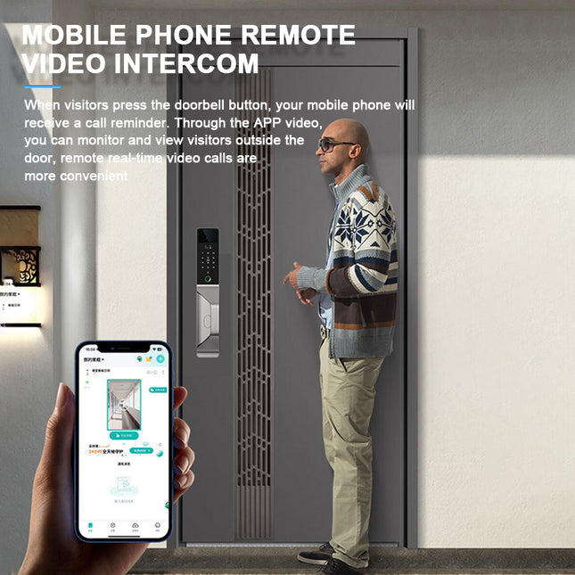 3D Face Recognition Smart Door Lock with Camera, Tuya WiFi, Fingerprint, Keypad & App Access