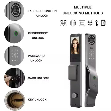 Smart Biometric Door Lock with Fingerprint, Face Recognition, App Control and Key Access