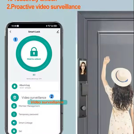 Smart Biometric Door Lock with Fingerprint, Face Recognition, App Control and Key Access