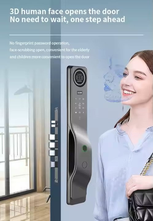 Smart Biometric Door Lock with Fingerprint, Face Recognition, App Control and Key Access