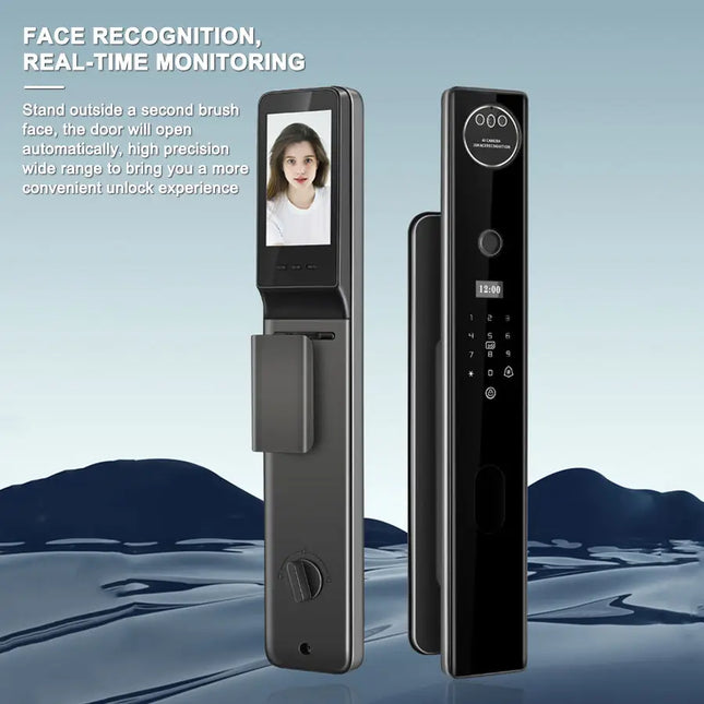 Smart Digital Door Lock with Face Recognition, Fingerprint, Password, IC Card and Mechanical Key