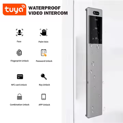 Waterproof Smart Door Lock with Face Recognition, Fingerprint, Password, Card and App Unlock
